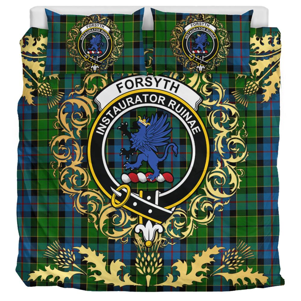 Forsyth 02 Tartan Crest Bedding Set - Golden Thistle Style