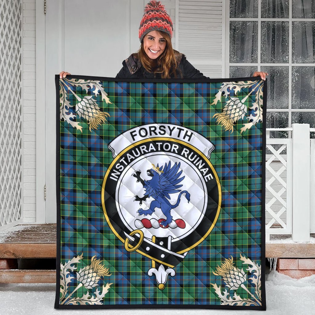 Forsyth Ancient Tartan Crest Premium Quilt - Gold Thistle Style