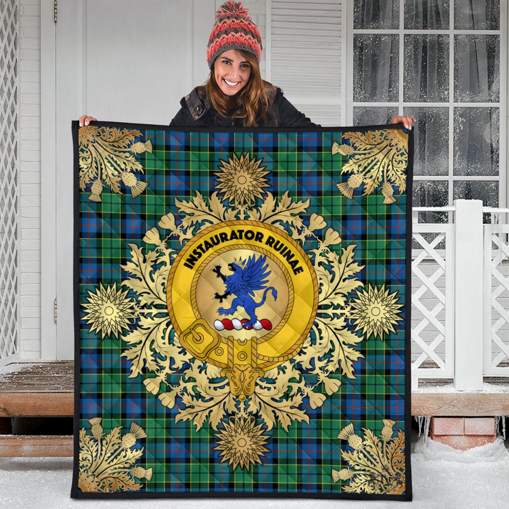 Forsyth Ancient Tartan Crest Premium Quilt - Gold Thistle Style