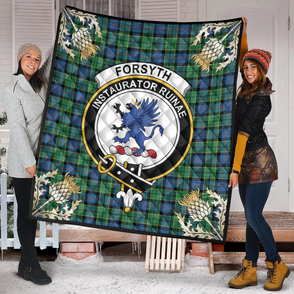 Forsyth Ancient Tartan Crest Premium Quilt - Gold Thistle Style