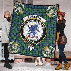 Forsyth Ancient Tartan Crest Premium Quilt - Gold Thistle Style