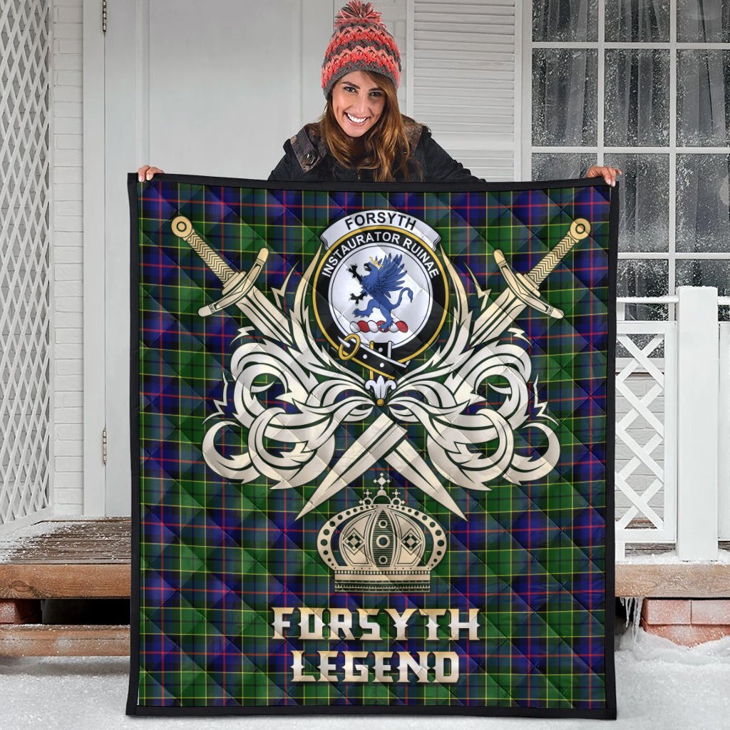 Forsyth Modern Tartan Crest Legend Gold Royal Premium Quilt