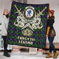 Forsyth Modern Tartan Crest Legend Gold Royal Premium Quilt