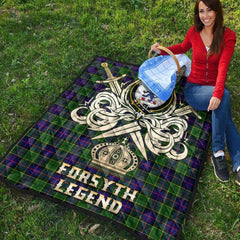 Forsyth Modern Tartan Crest Legend Gold Royal Premium Quilt