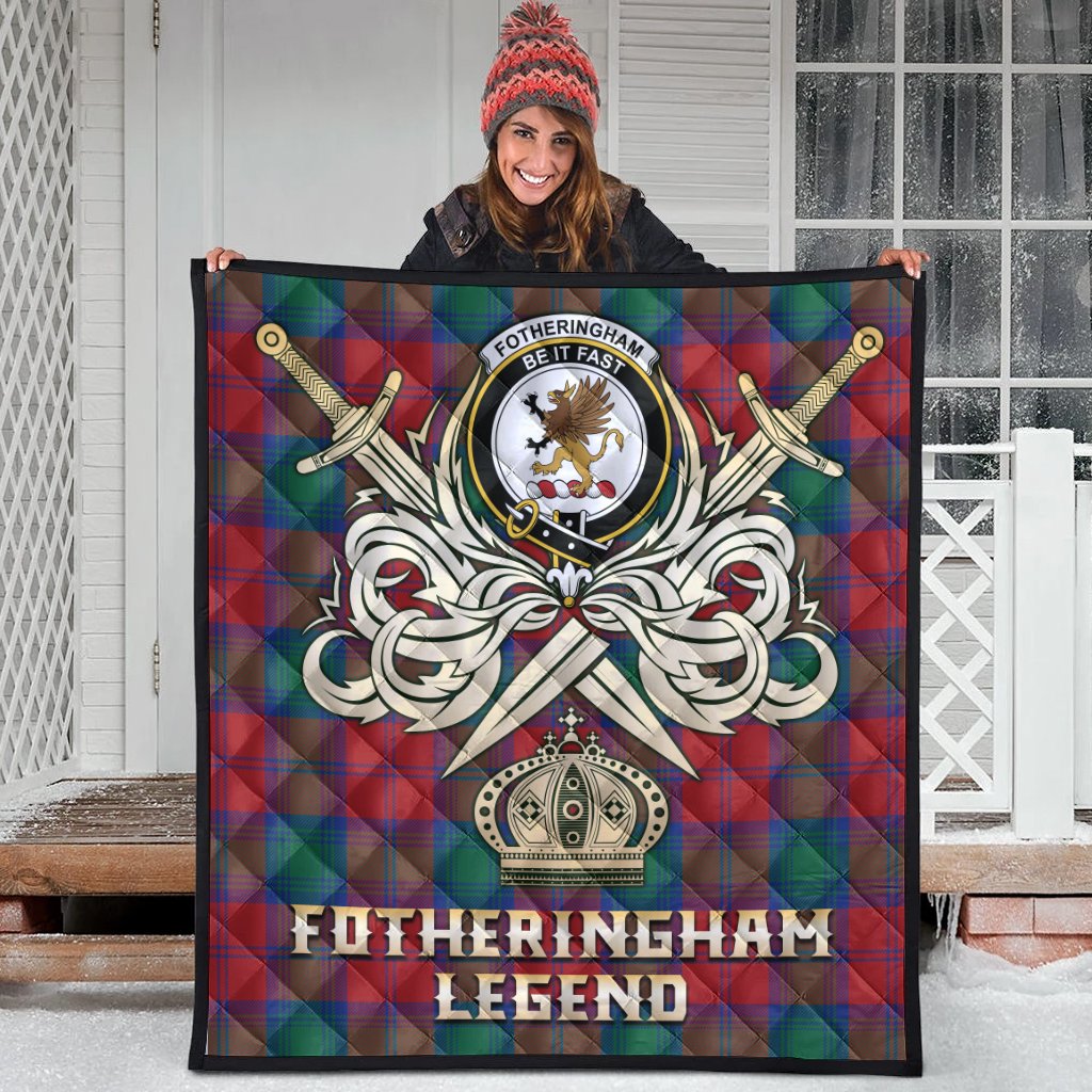 Fotheringham Modern Tartan Crest Legend Gold Royal Premium Quilt