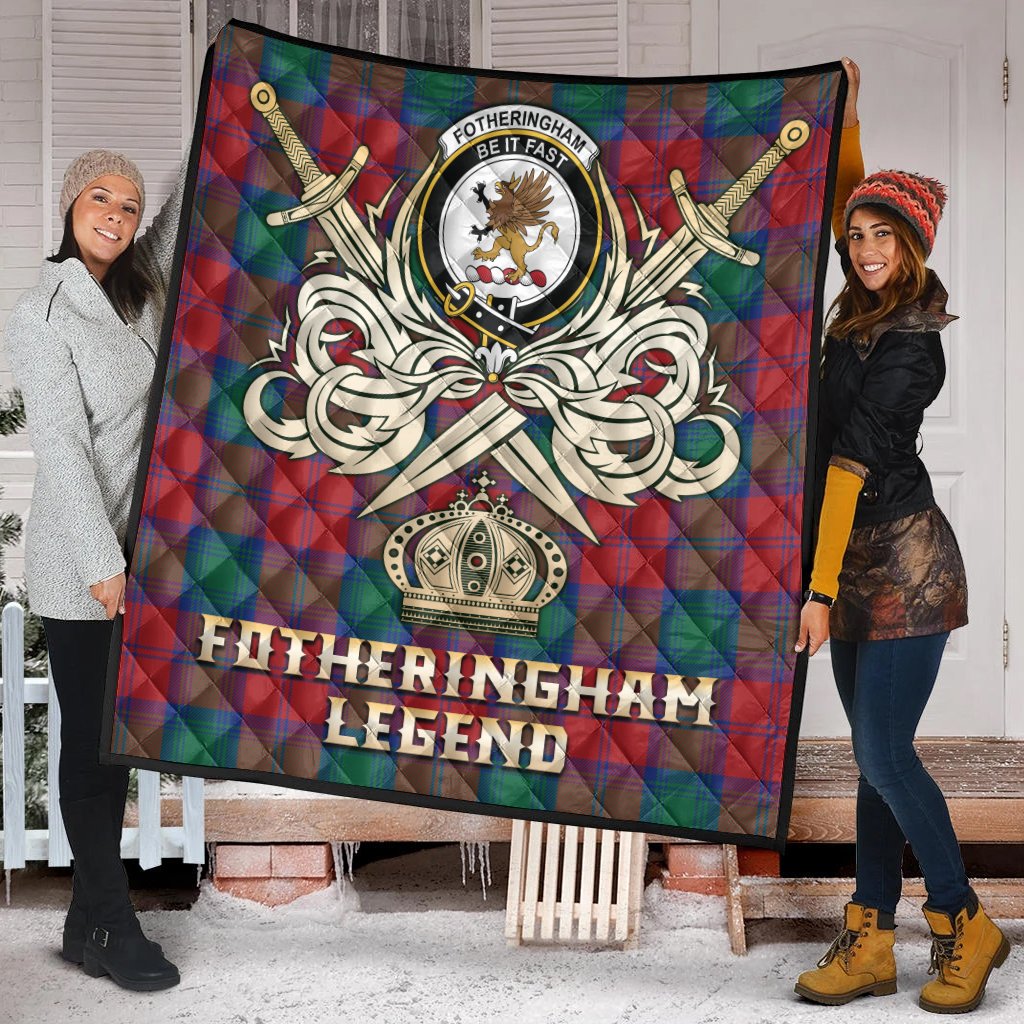 Fotheringham Modern Tartan Crest Legend Gold Royal Premium Quilt