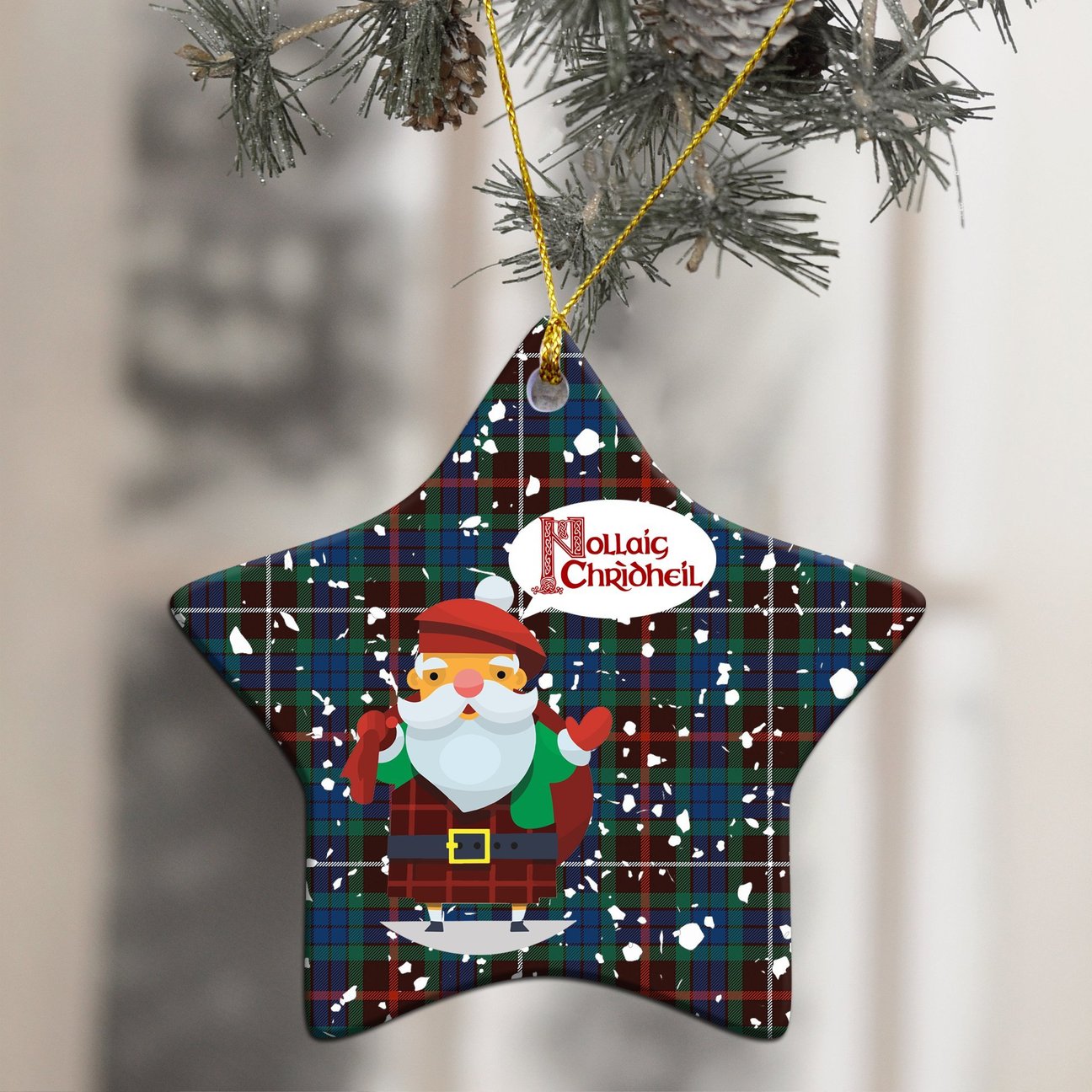Fraser Hunting Ancient Tartan Christmas Ceramic Ornament - Santa Style