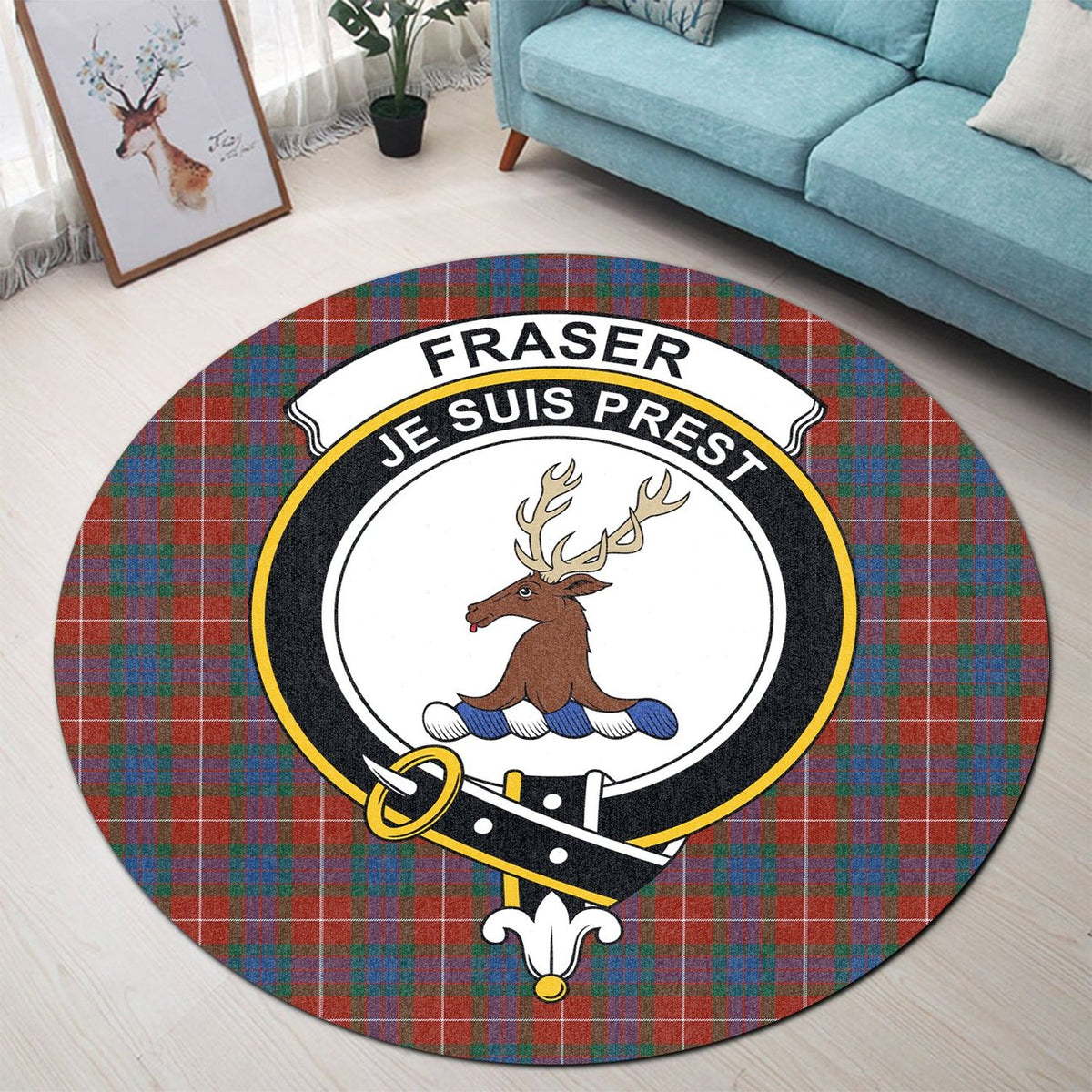 Fraser Ancient Tartan Crest Round Rug
