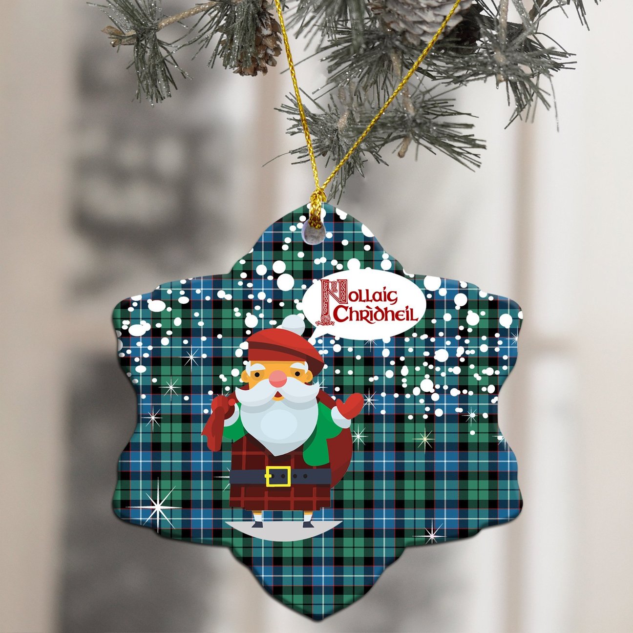 Galbraith Ancient Tartan Christmas Ceramic Ornament - Santa Style
