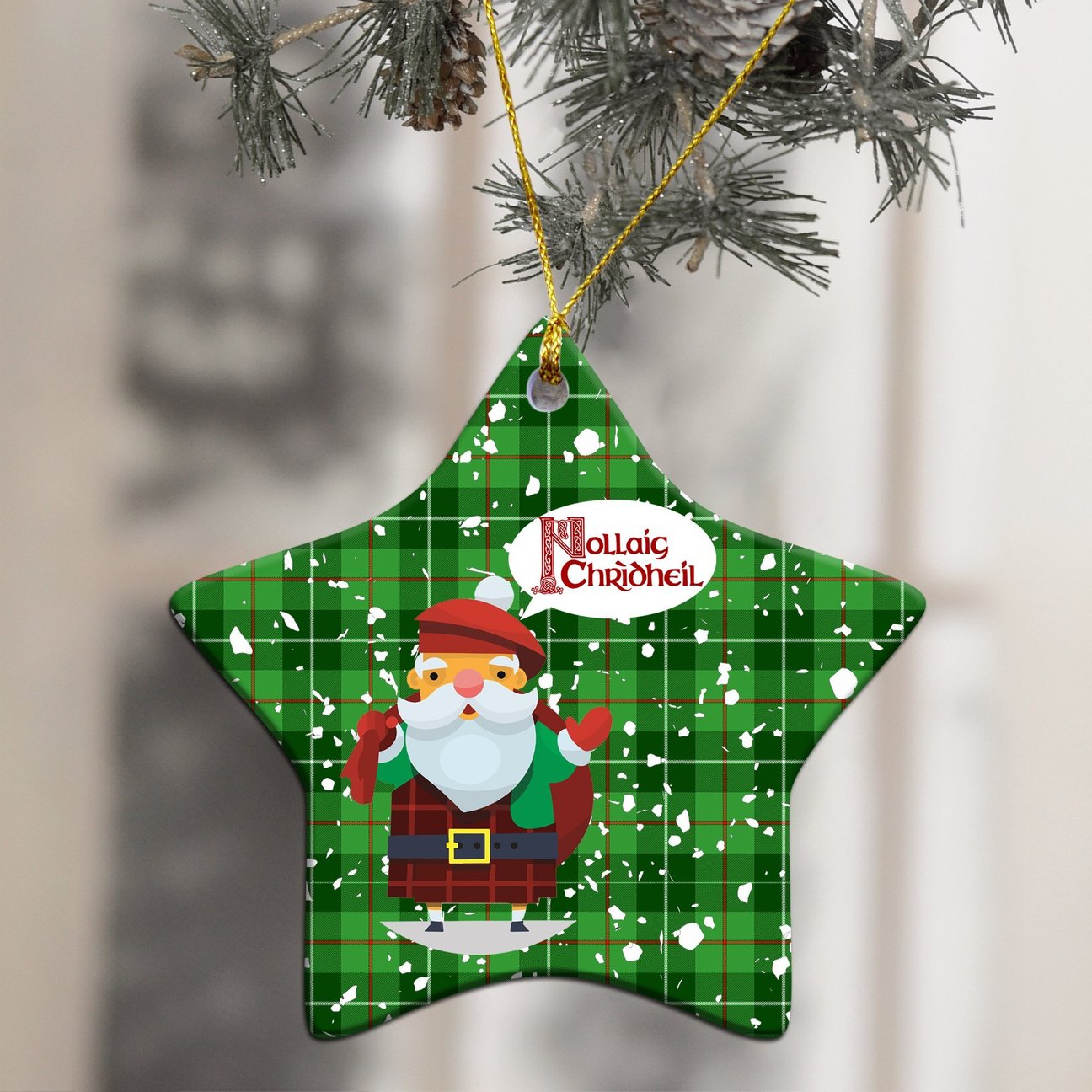Galloway District Tartan Christmas Ceramic Ornament - Santa Style