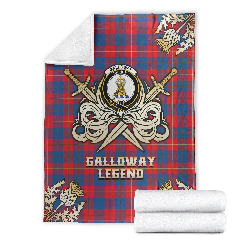 Galloway Red Tartan Gold Courage Symbol Blanket