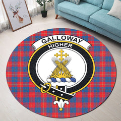 Galloway Red Tartan Crest Round Rug