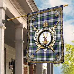 Gordon Dress Modern Tartan Crest Garden Flag - Celtic Thistle Style