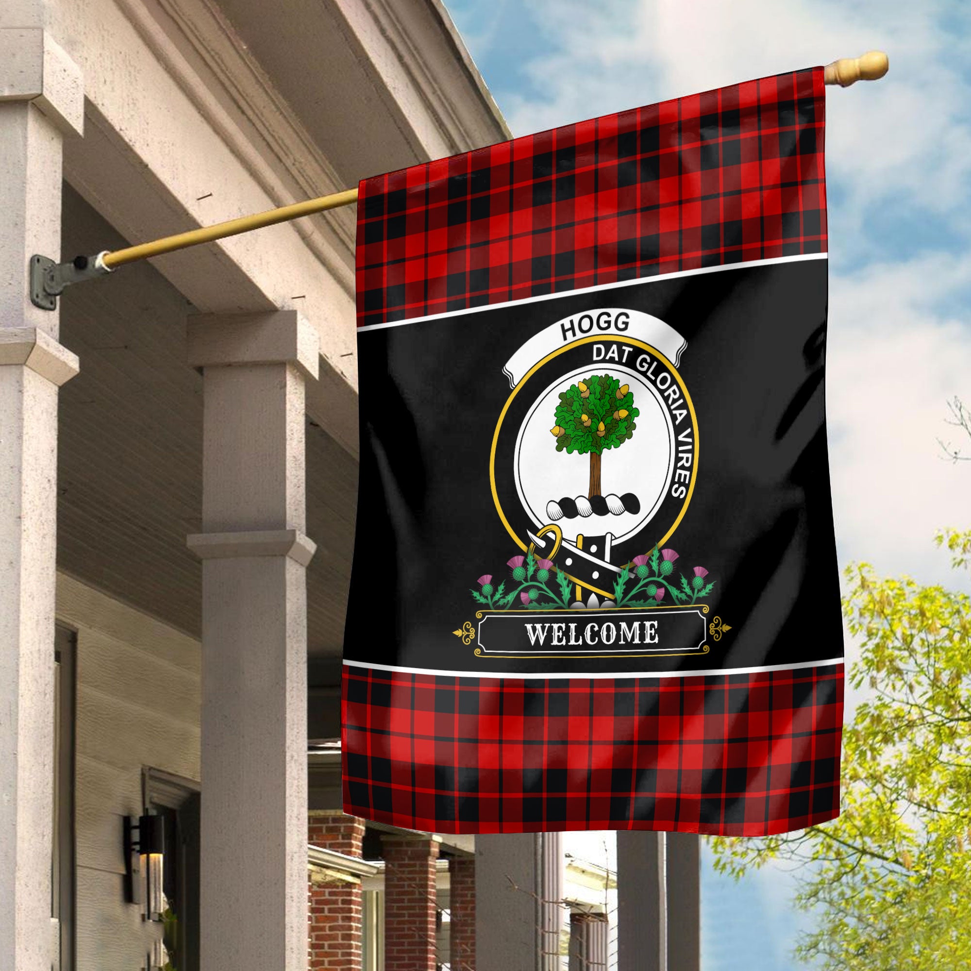Hogg Tartan Crest Garden Flag - Welcome Style