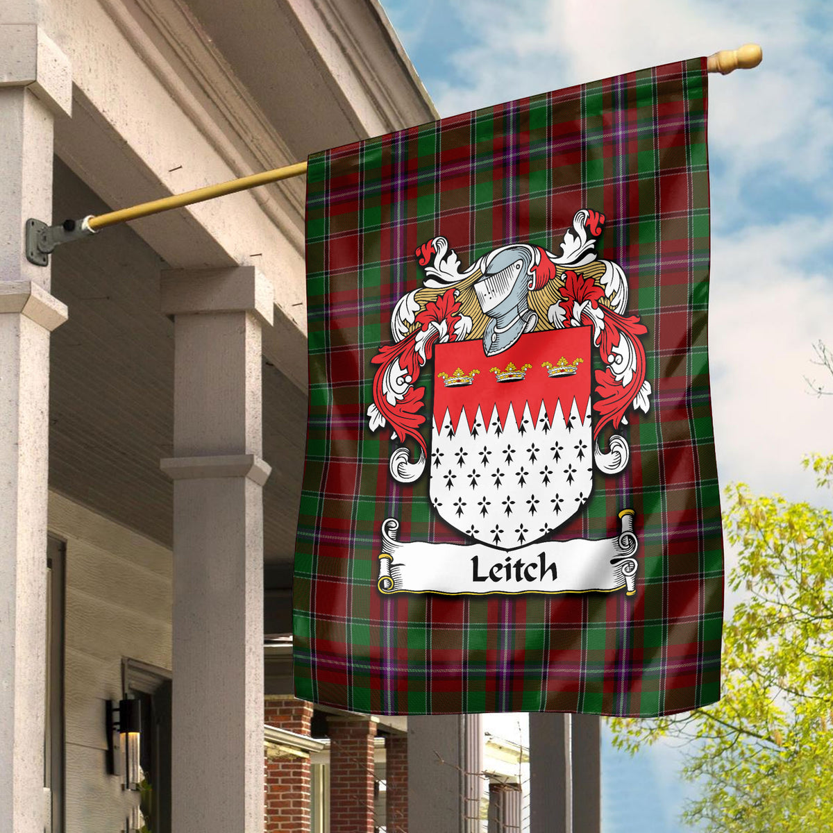 Leitch Tartan Crest Garden Flag