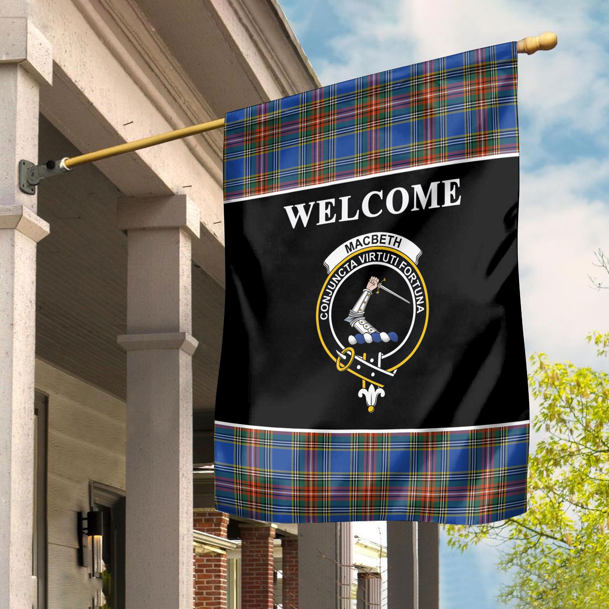 MacBeth Ancient Tartan Crest Black Garden Flag