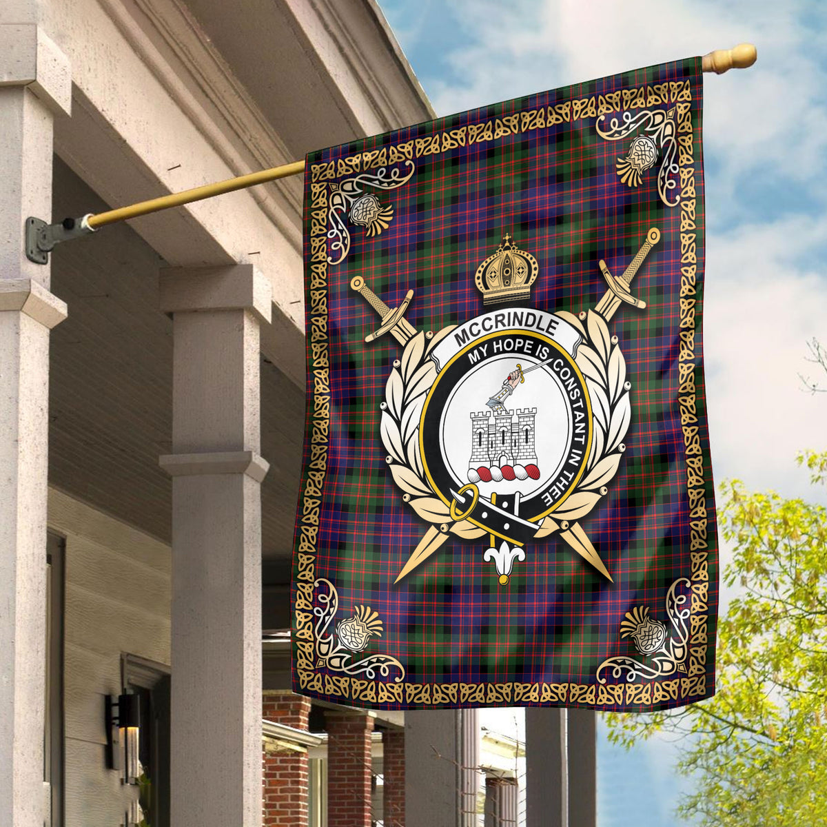 McCrindle Tartan Crest Garden Flag - Celtic Thistle Style
