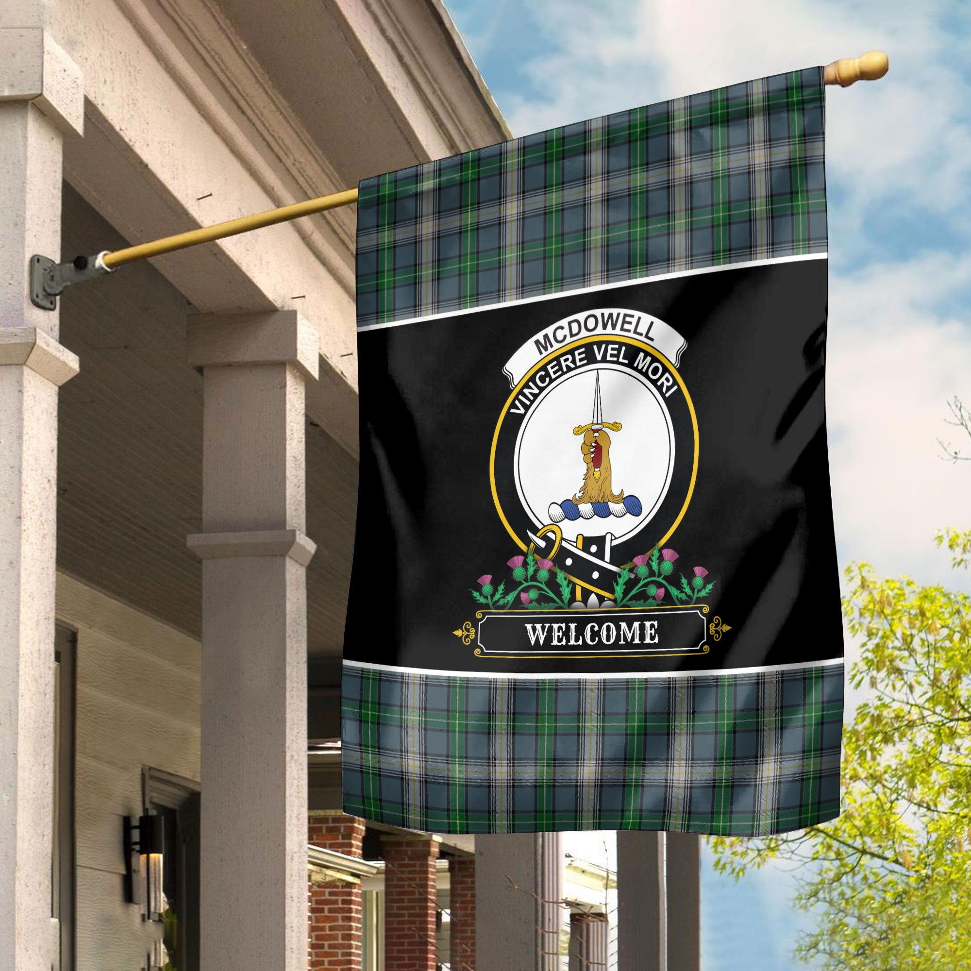 McDowell (MacDowell) Tartan Crest Garden Flag - Welcome Style
