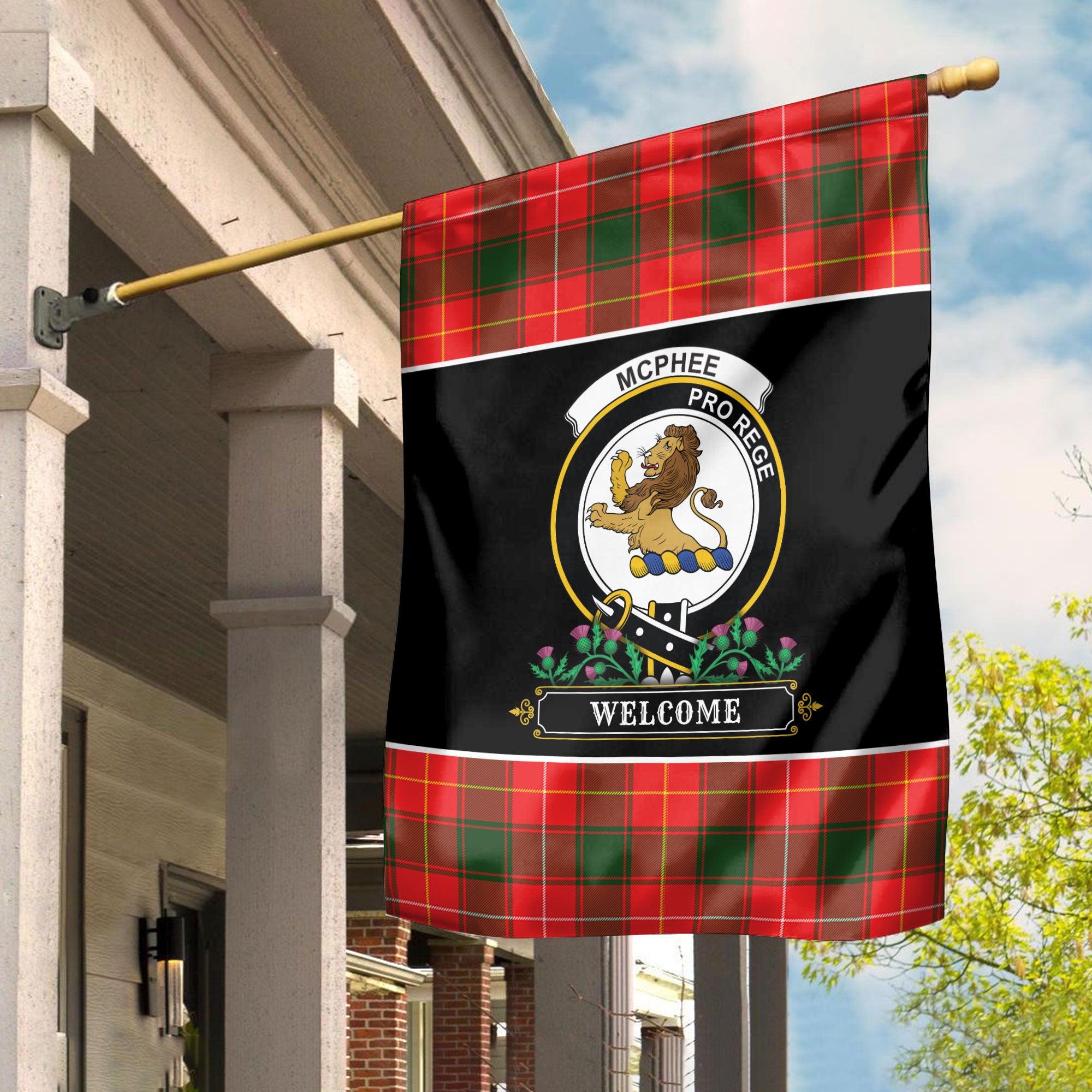 McPhee Tartan Crest Garden Flag - Welcome Style