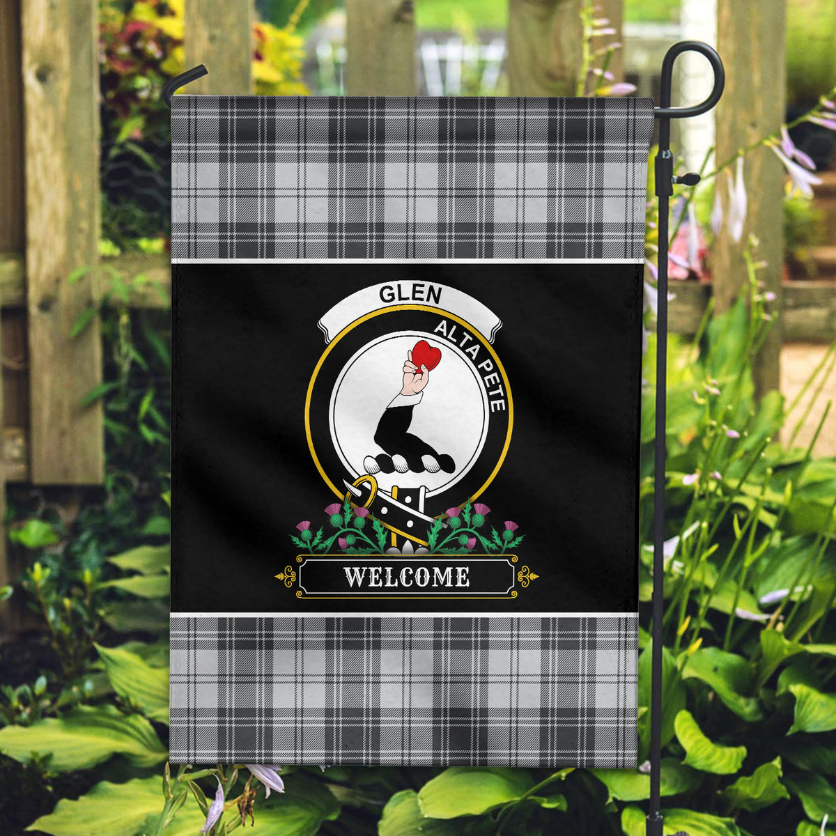 Glen Tartan Crest Garden Flag - Welcome Style