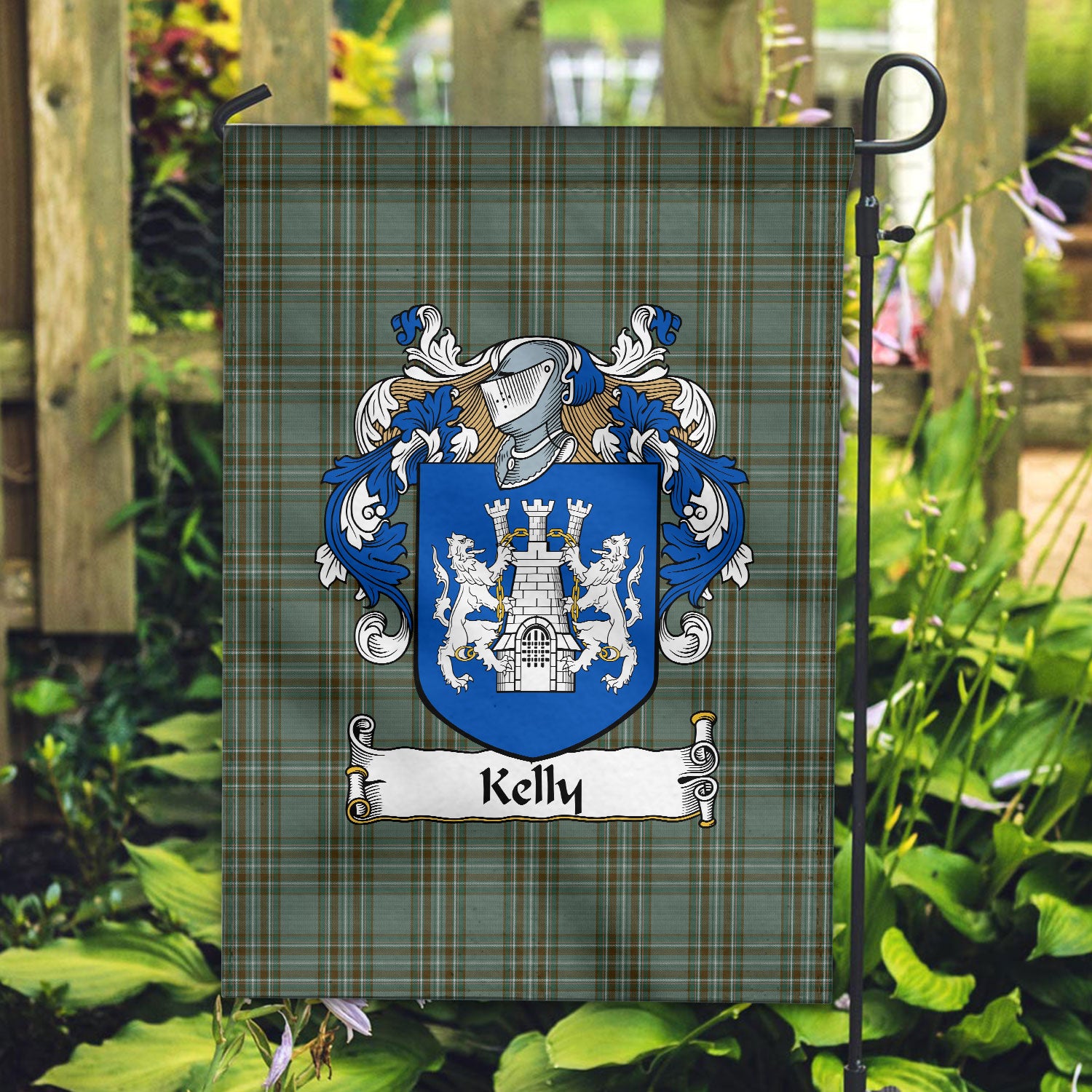 Kelly Dress Tartan Coat of Arms Garden Flag