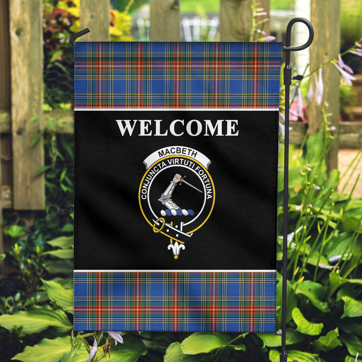MacBeth Ancient Tartan Crest Black Garden Flag