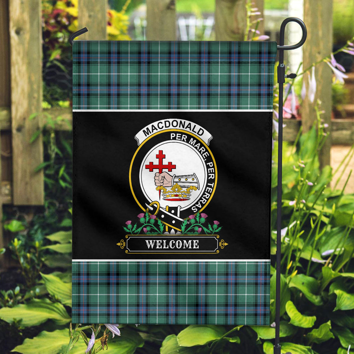 MacDonald of the Isles Hunting Ancient Tartan Crest Garden Flag - Welcome Style