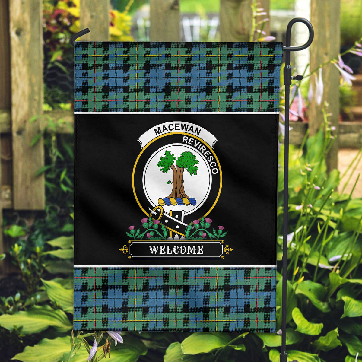 MacEwan Ancient Tartan Crest Garden Flag - Welcome Style