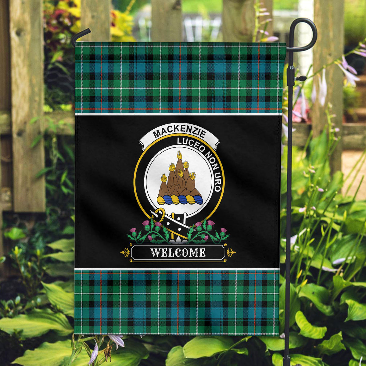 MacKenzie Ancient Tartan Crest Garden Flag - Welcome Style