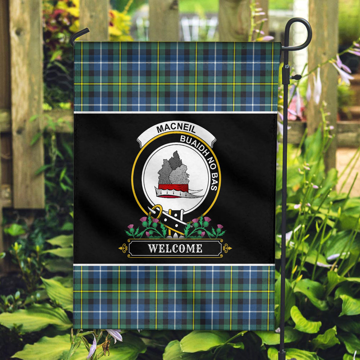 MacNeill of Barra Ancient Tartan Crest Garden Flag - Welcome Style