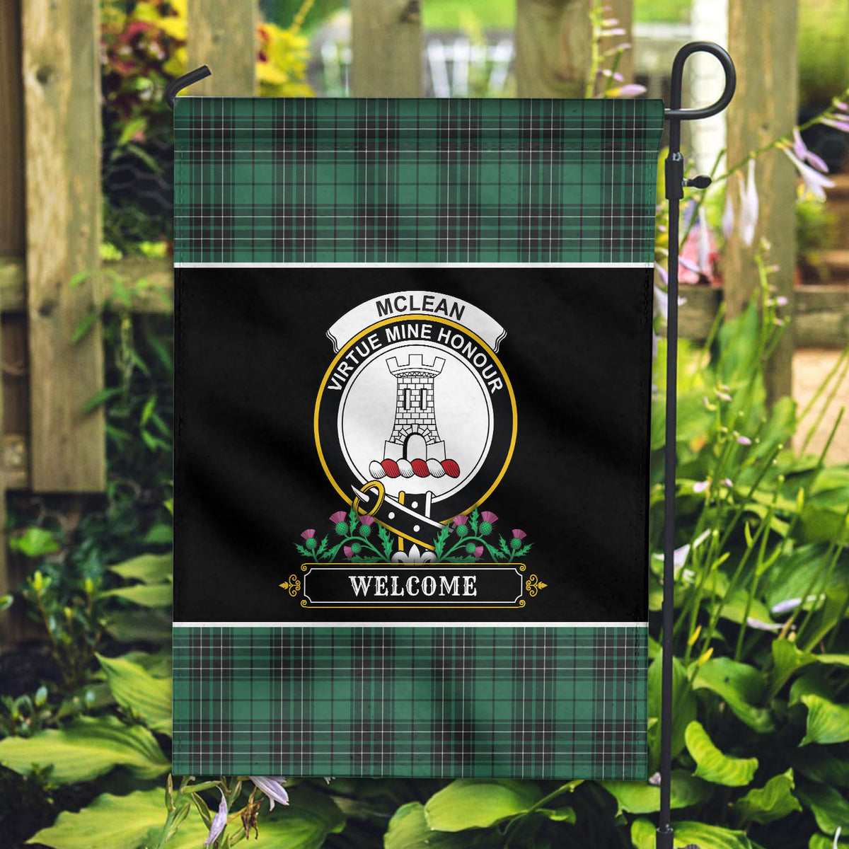 McLean Hunting Ancient Tartan Crest Garden Flag - Welcome Style
