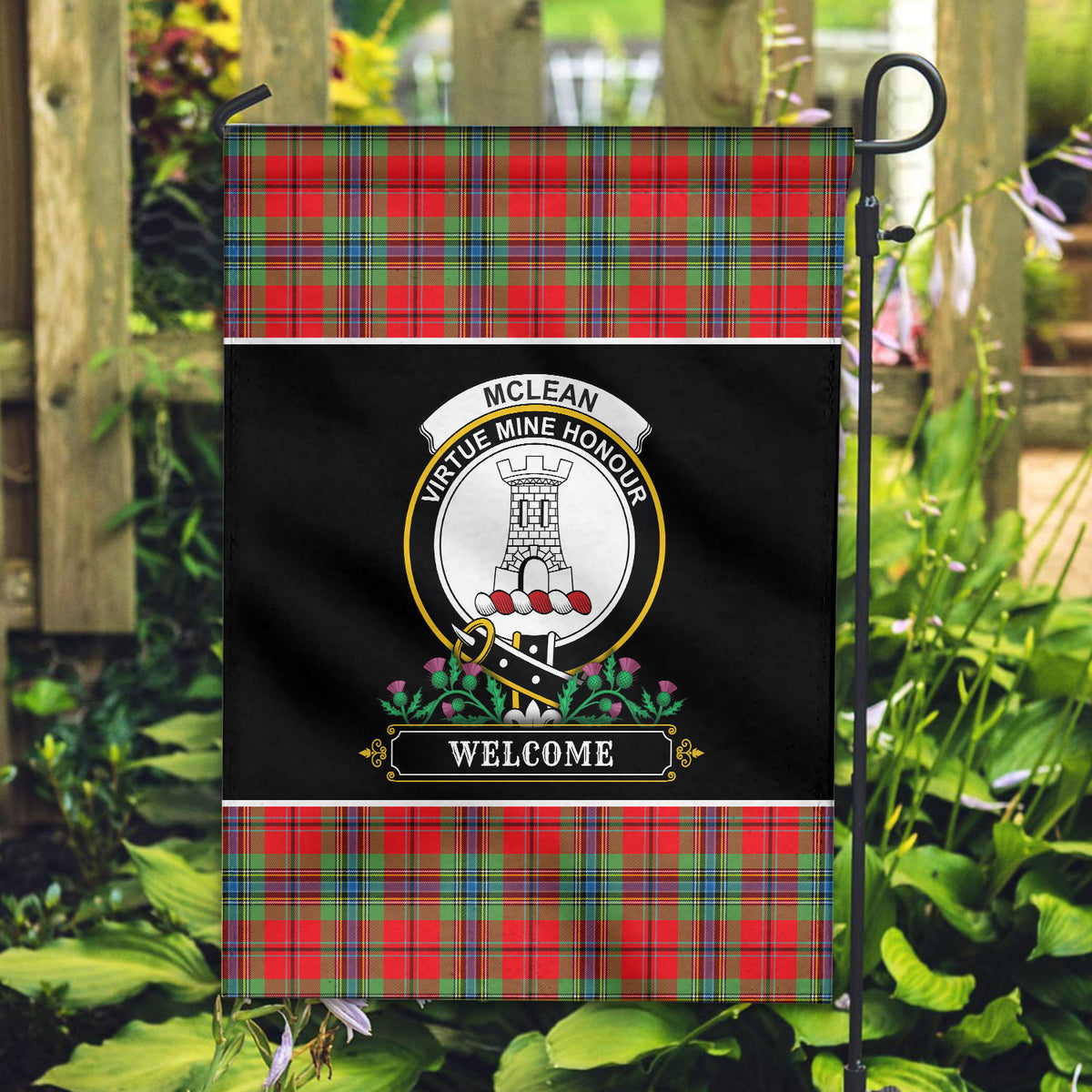 McLean of Duart Modern Tartan Crest Garden Flag - Welcome Style