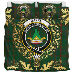 Gayre Bodyguard 01 Tartan Crest Bedding Set - Golden Thistle Style