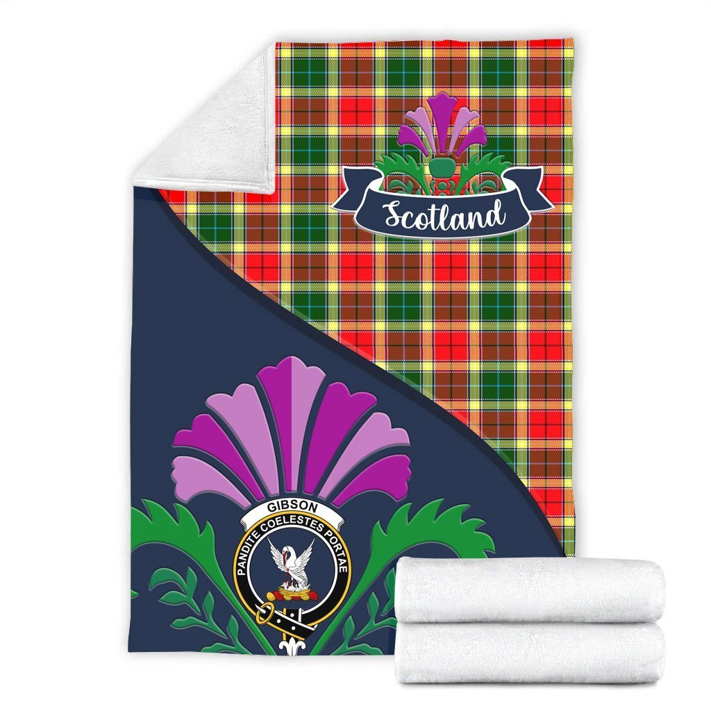 Gibson Tartan Crest Premium Blanket - Thistle Style