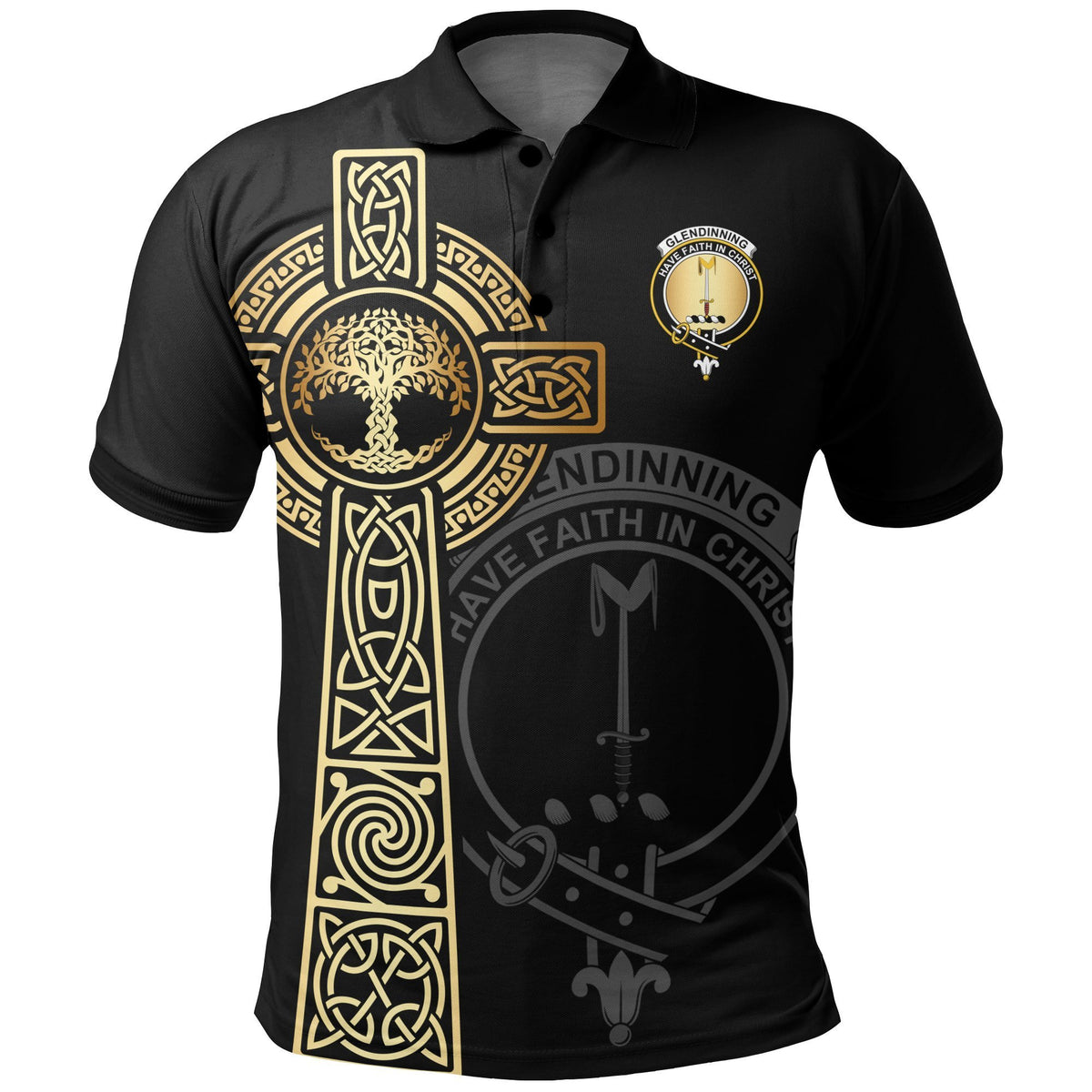 Glendinning Clan Unisex Polo Shirt - Celtic Tree Of Life