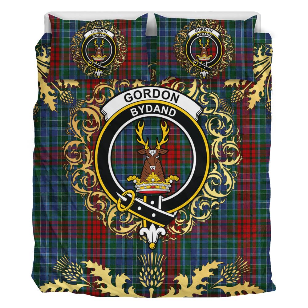 Gordon 03 Tartan Crest Bedding Set - Golden Thistle Style