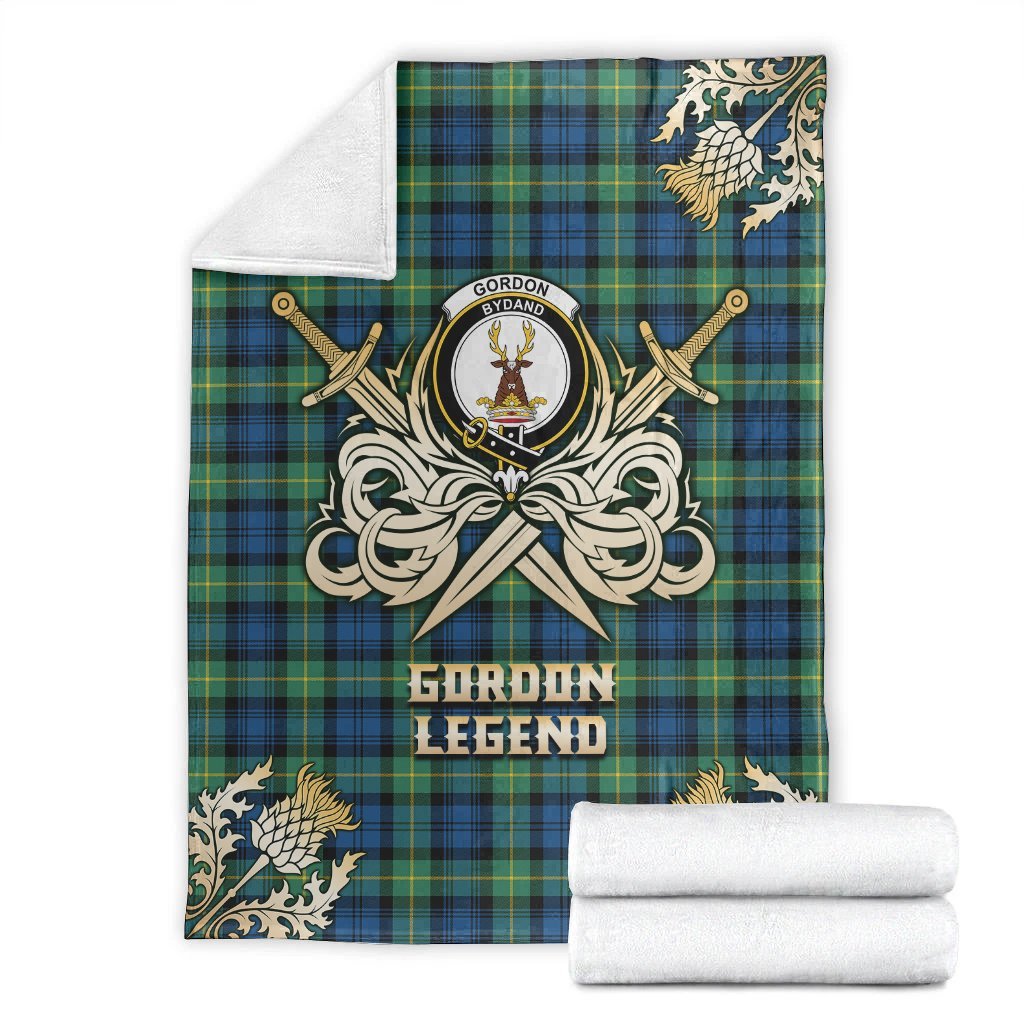 Gordon Ancient Tartan Gold Courage Symbol Blanket