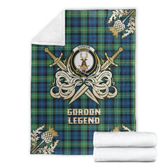 Gordon Ancient Tartan Gold Courage Symbol Blanket