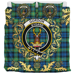 Gordon Ancient Tartan Crest Bedding Set - Golden Thistle Style