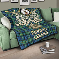 Gordon Ancient Tartan Crest Legend Gold Royal Premium Quilt