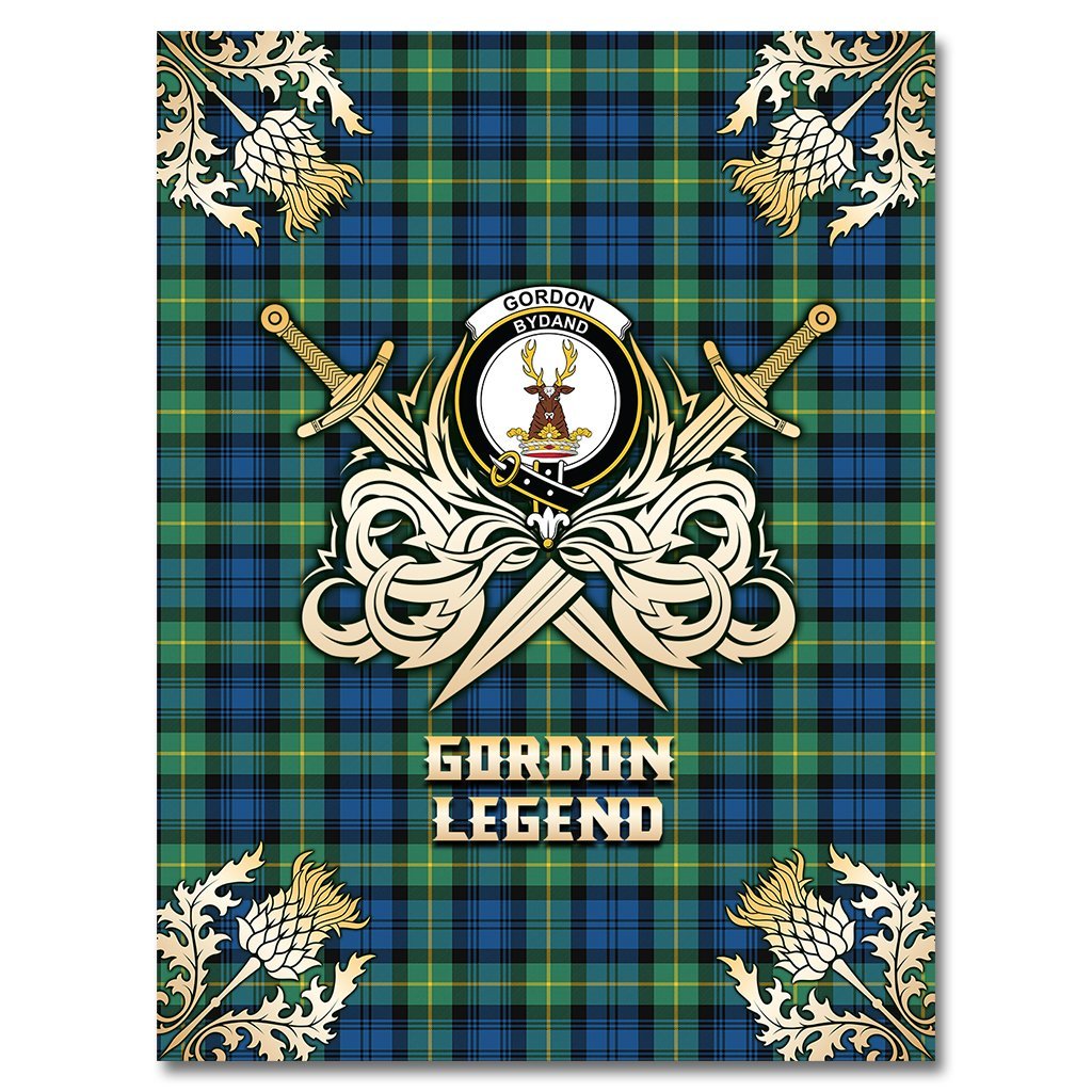 Gordon Ancient Tartan Gold Courage Symbol Blanket