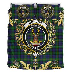 Gordon Tartan Crest Bedding Set - Golden Thistle Style