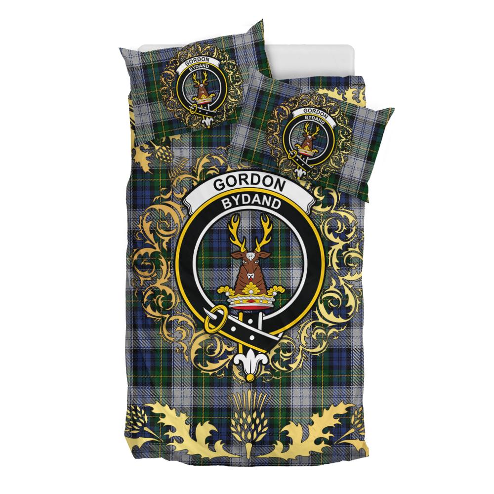 Gordon Dress 01 Tartan Crest Bedding Set - Golden Thistle Style