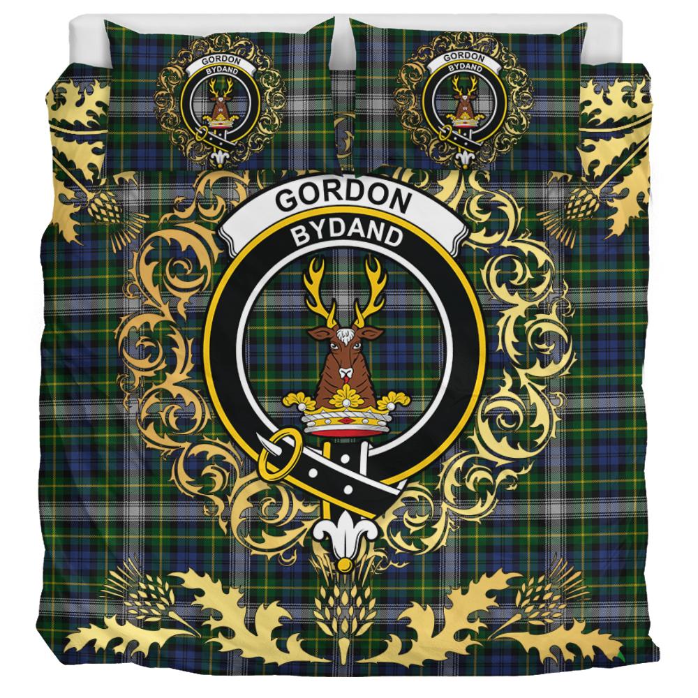 Gordon Dress 02 Tartan Crest Bedding Set - Golden Thistle Style
