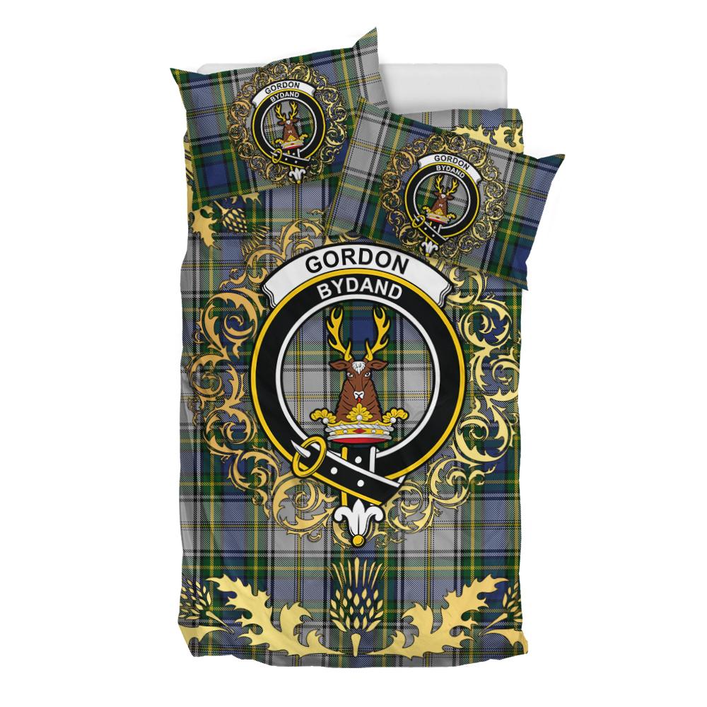 Gordon Dress 04 Tartan Crest Bedding Set - Golden Thistle Style