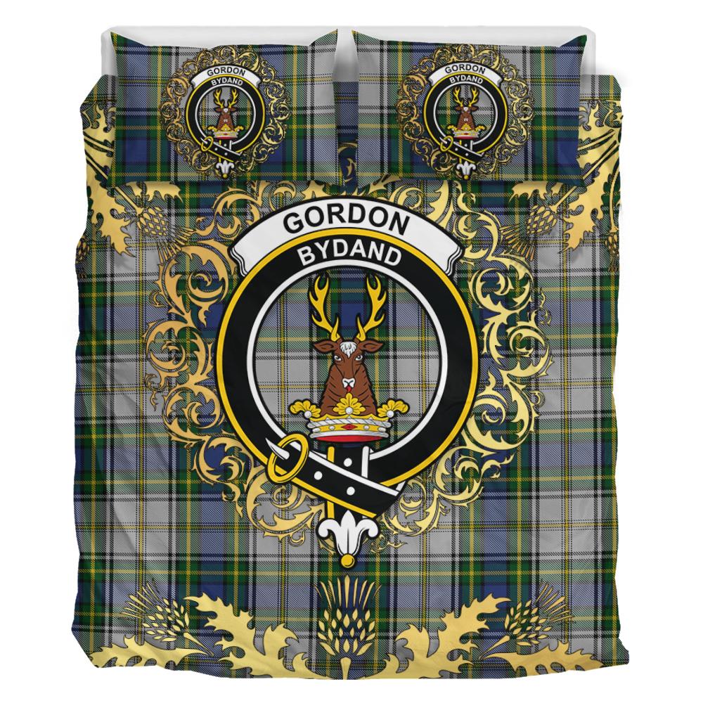 Gordon Dress 04 Tartan Crest Bedding Set - Golden Thistle Style