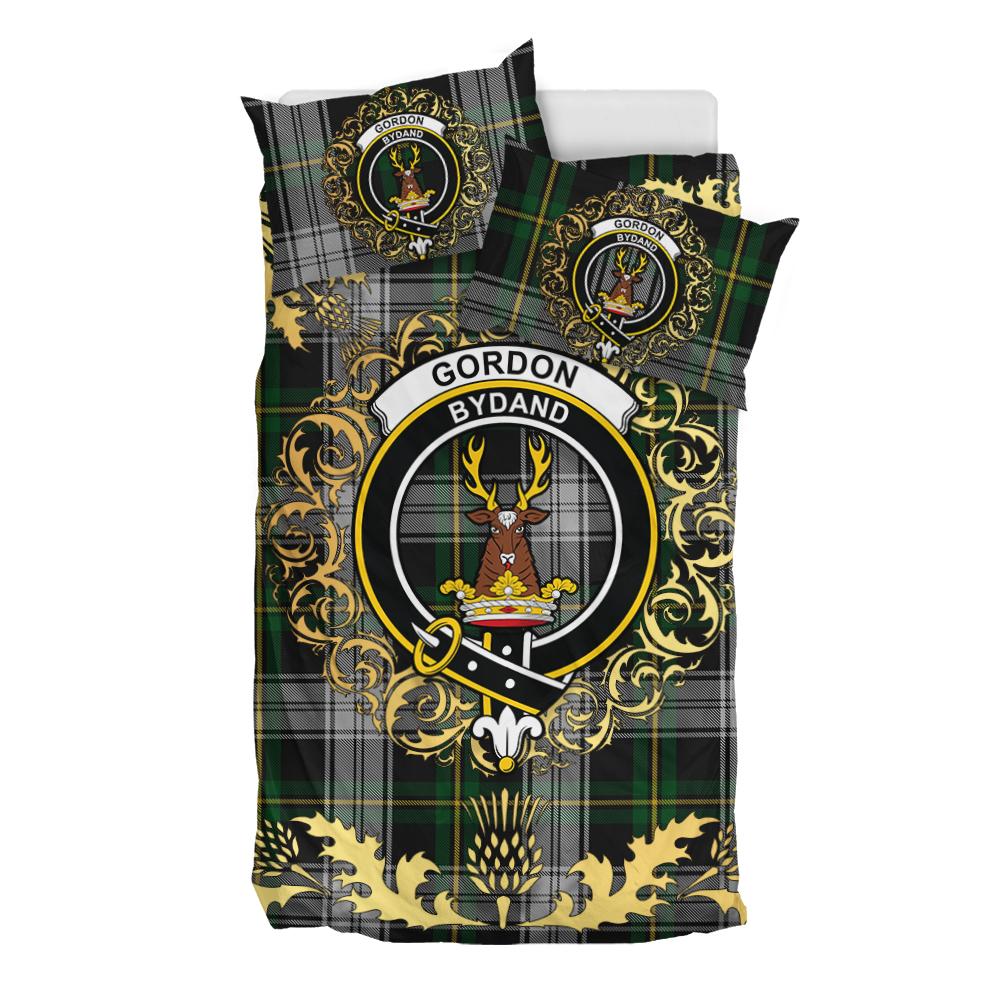 Gordon Dress 07 Tartan Crest Bedding Set - Golden Thistle Style