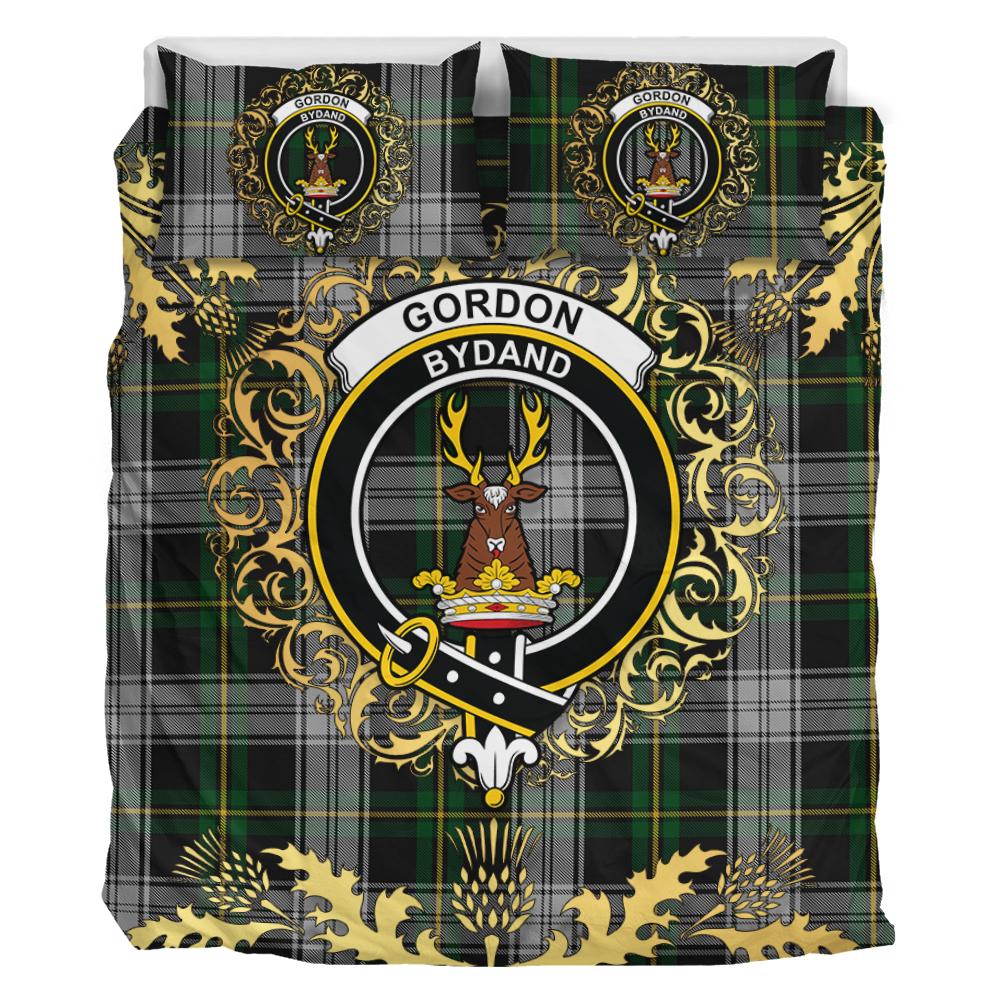 Gordon Dress 07 Tartan Crest Bedding Set - Golden Thistle Style