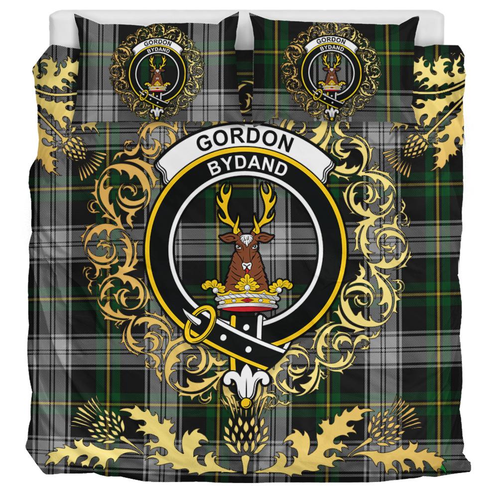 Gordon Dress 07 Tartan Crest Bedding Set - Golden Thistle Style