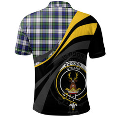 Gordon Dress Modern Tartan Polo Shirt - Royal Coat Of Arms Style